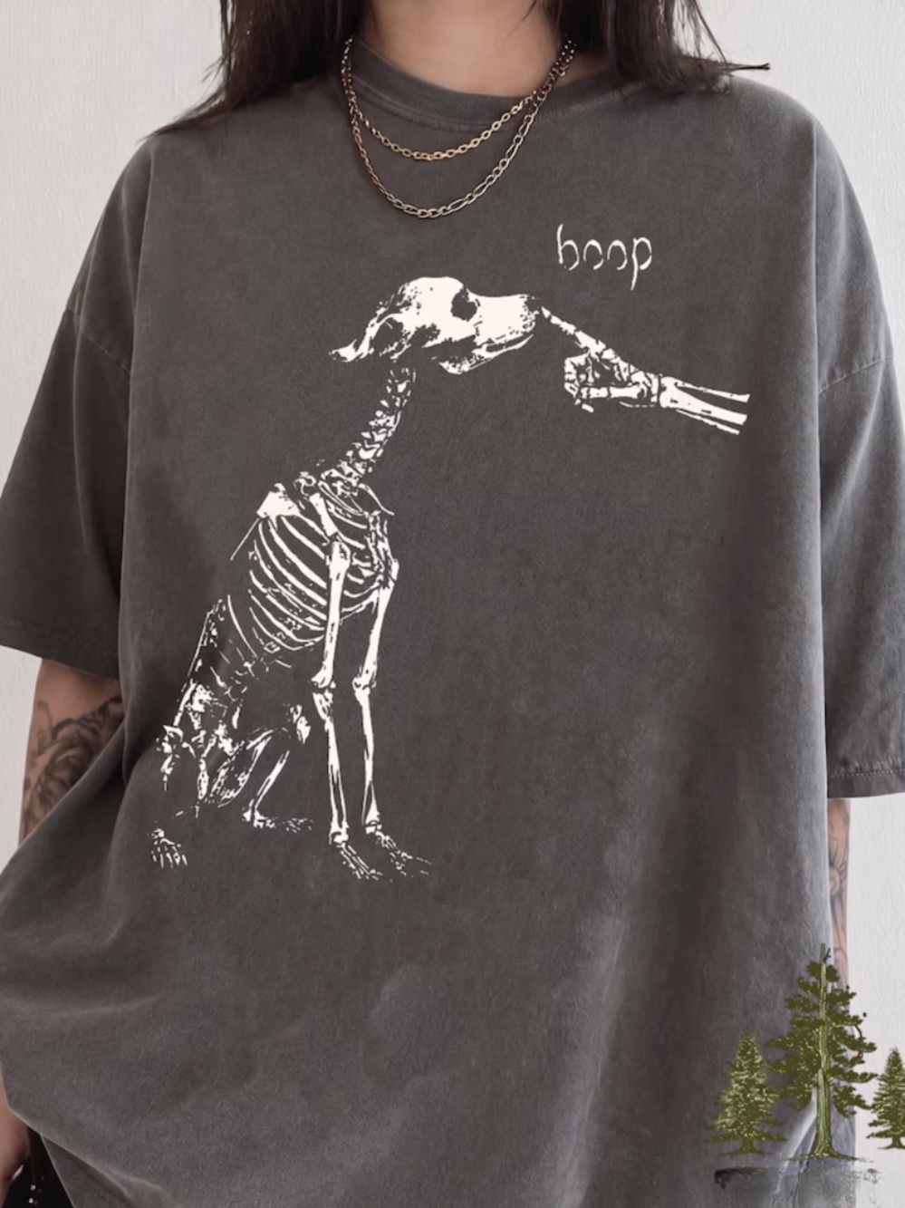 Comfort Colors Dog Tee with White Skeleton Dog Graphic, Unisex Retro Style